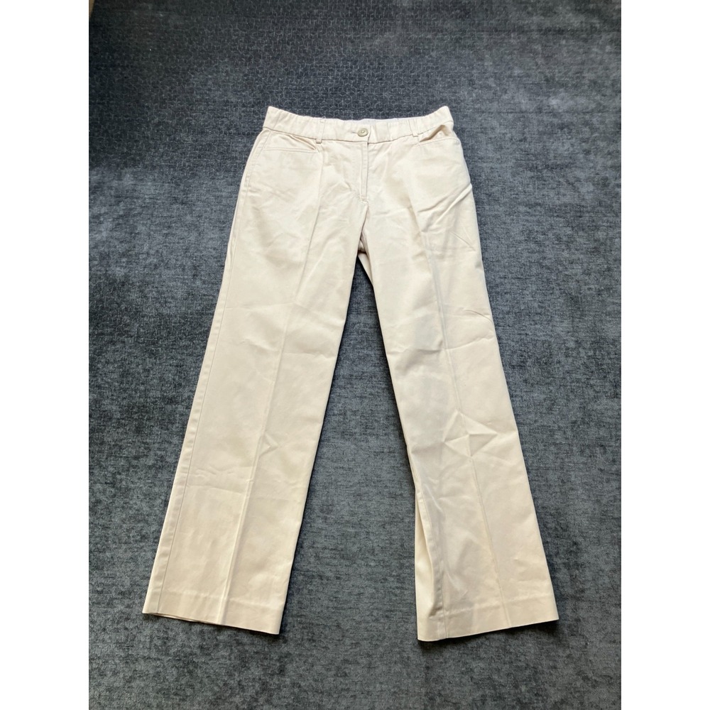 Studio Works Chino Pants Womens 4P Beige Cotton Stretch Flat Front Straight Leg